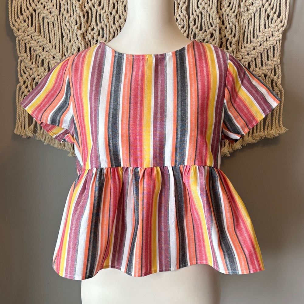SHEIN Multicolor Striped Peplum Blouse
